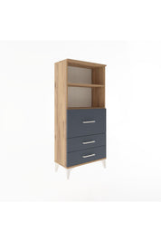 Arges Dolap 2 Raflı 3 Çekmeceli 60x30x134 Çam-Antrasit