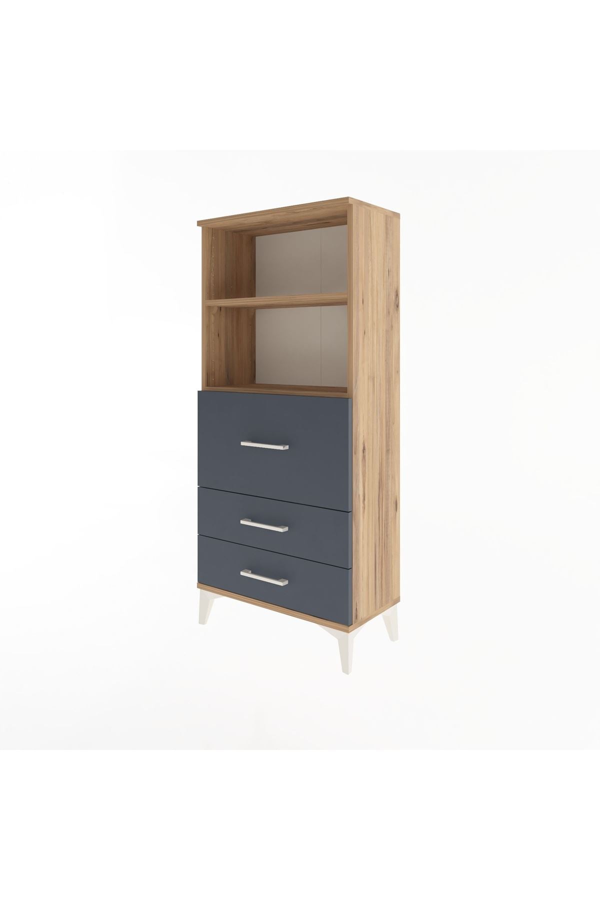 Arges Dolap 2 Raflı 3 Çekmeceli 60x30x134 Çam-Antrasit