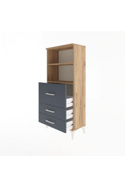 Arges Dolap 2 Raflı 3 Çekmeceli 60x30x134 Çam-Antrasit