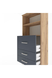 Arges Dolap 2 Raflı 3 Çekmeceli 60x30x134 Çam-Antrasit