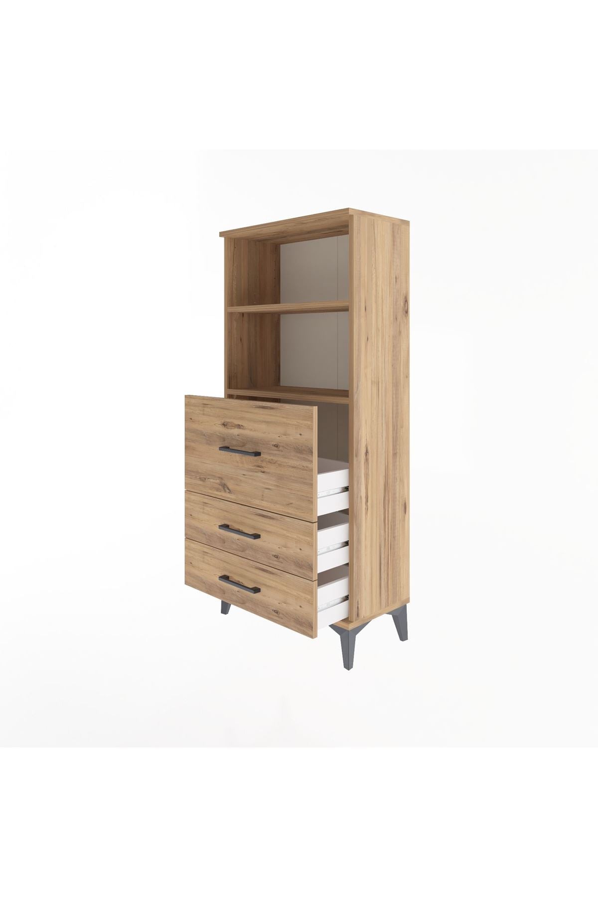 Arges Dolap 2 Raflı 3 Çekmeceli 60x30x134 Çam-Çam