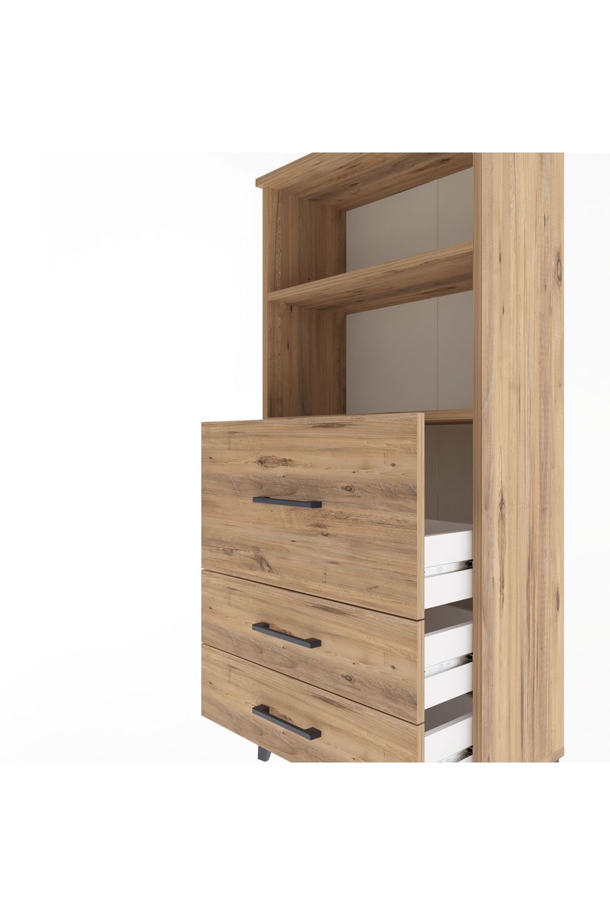 Arges Dolap 2 Raflı 3 Çekmeceli 60x30x134 Çam-Çam