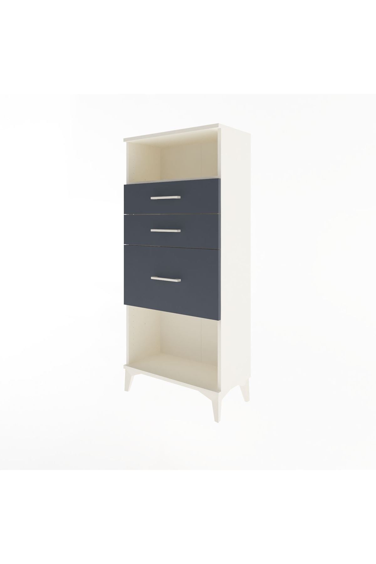 Arges Dolap Tek Raflı 3 Çekmeceli 60x30x134 Aytaşı-Antrasit
