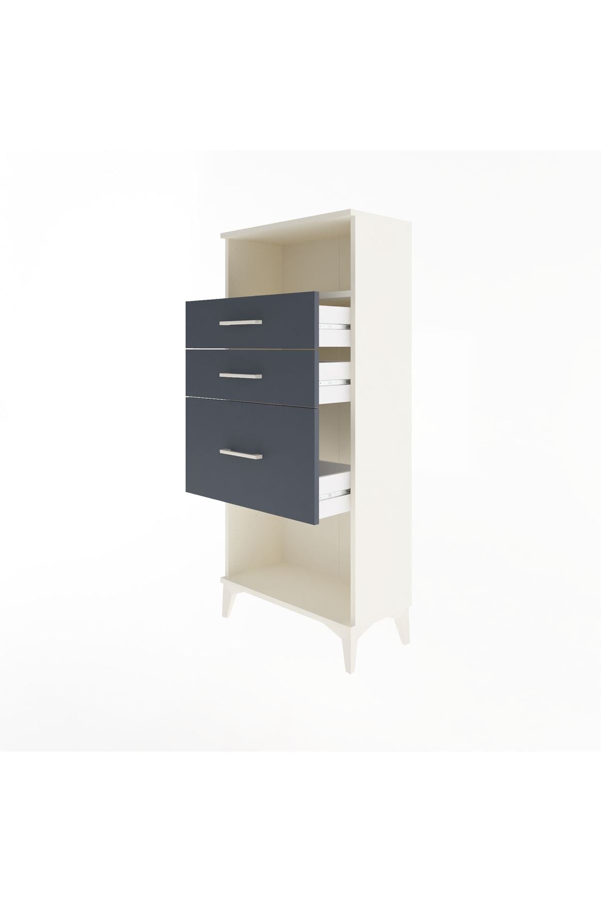 Arges Dolap Tek Raflı 3 Çekmeceli 60x30x134 Aytaşı-Antrasit