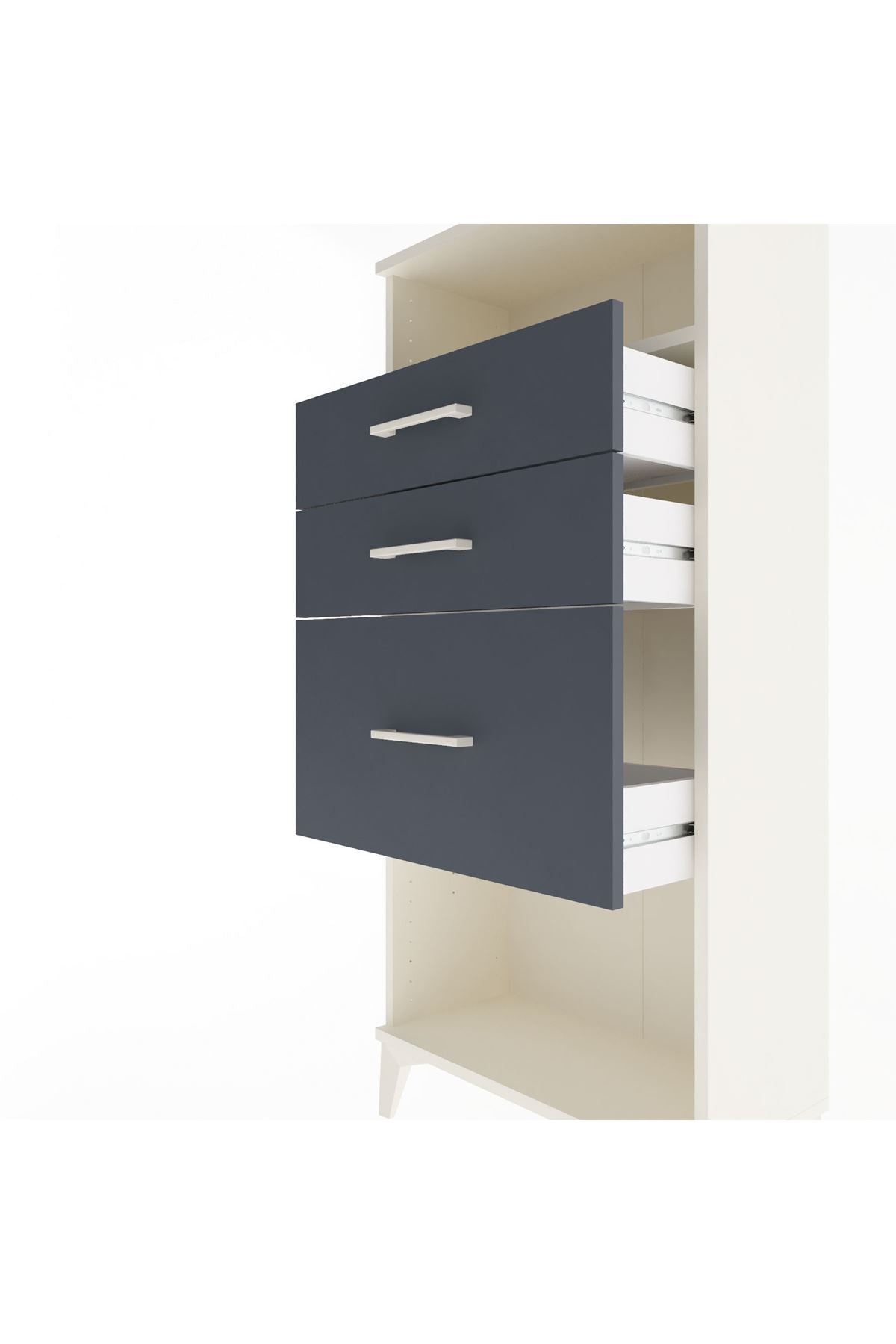 Arges Dolap Tek Raflı 3 Çekmeceli 60x30x134 Aytaşı-Antrasit