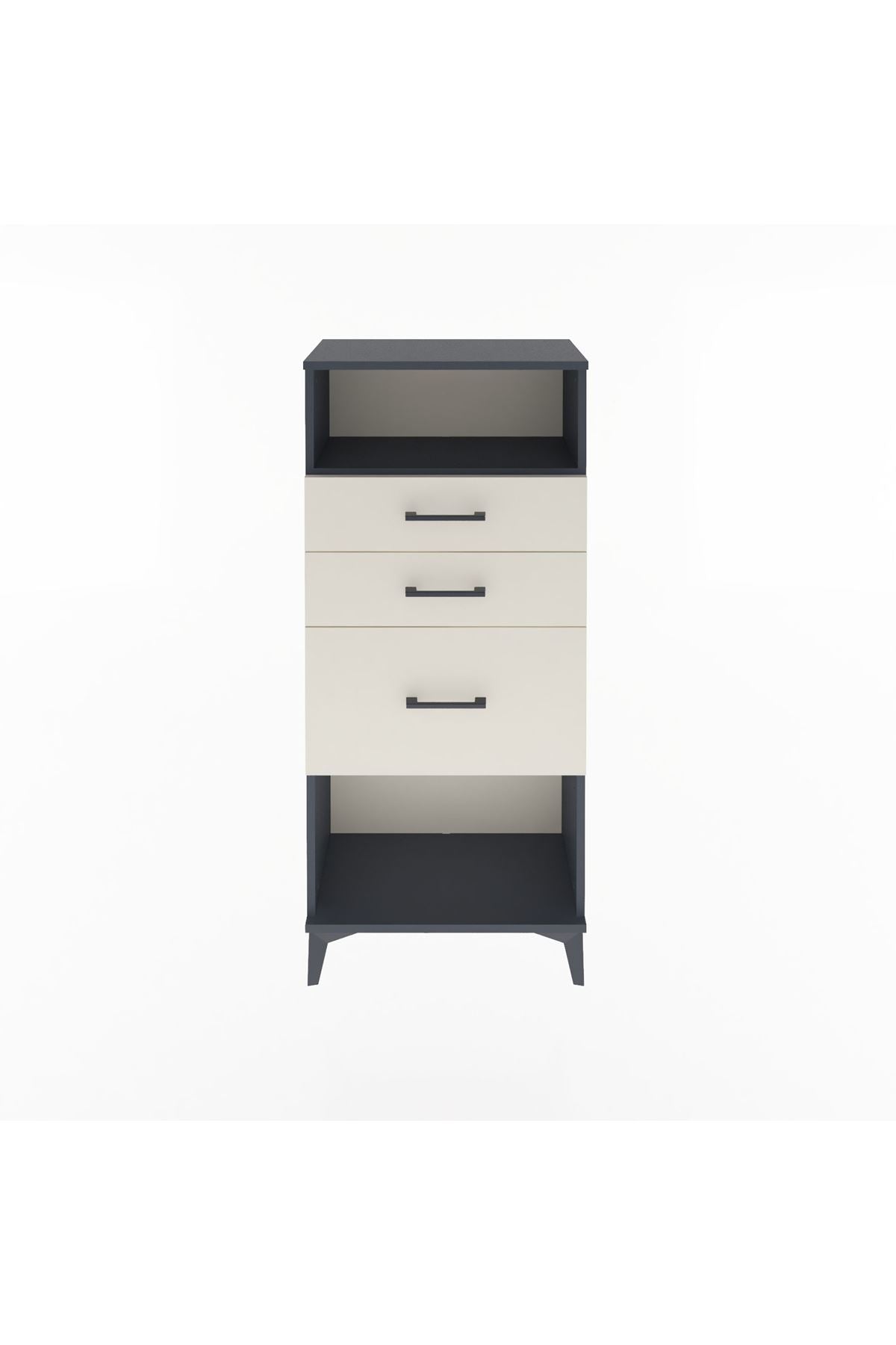 Arges Dolap Tek Raflı 3 Çekmeceli 60x30x134 Antrasit-Aytaşı