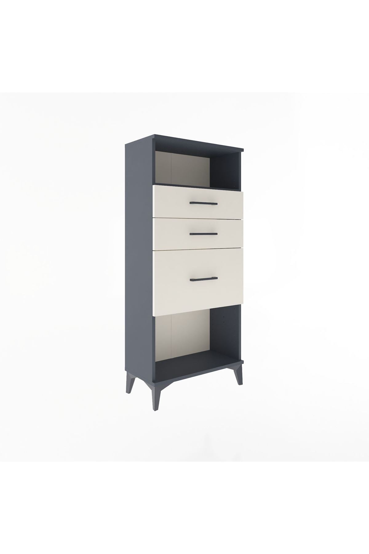 Arges Dolap Tek Raflı 3 Çekmeceli 60x30x134 Antrasit-Aytaşı