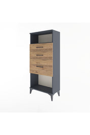 Arges Dolap Tek Raflı 3 Çekmeceli 60x30x134 Antrasit-Çam