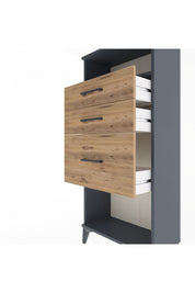 Arges Dolap Tek Raflı 3 Çekmeceli 60x30x134 Antrasit-Çam
