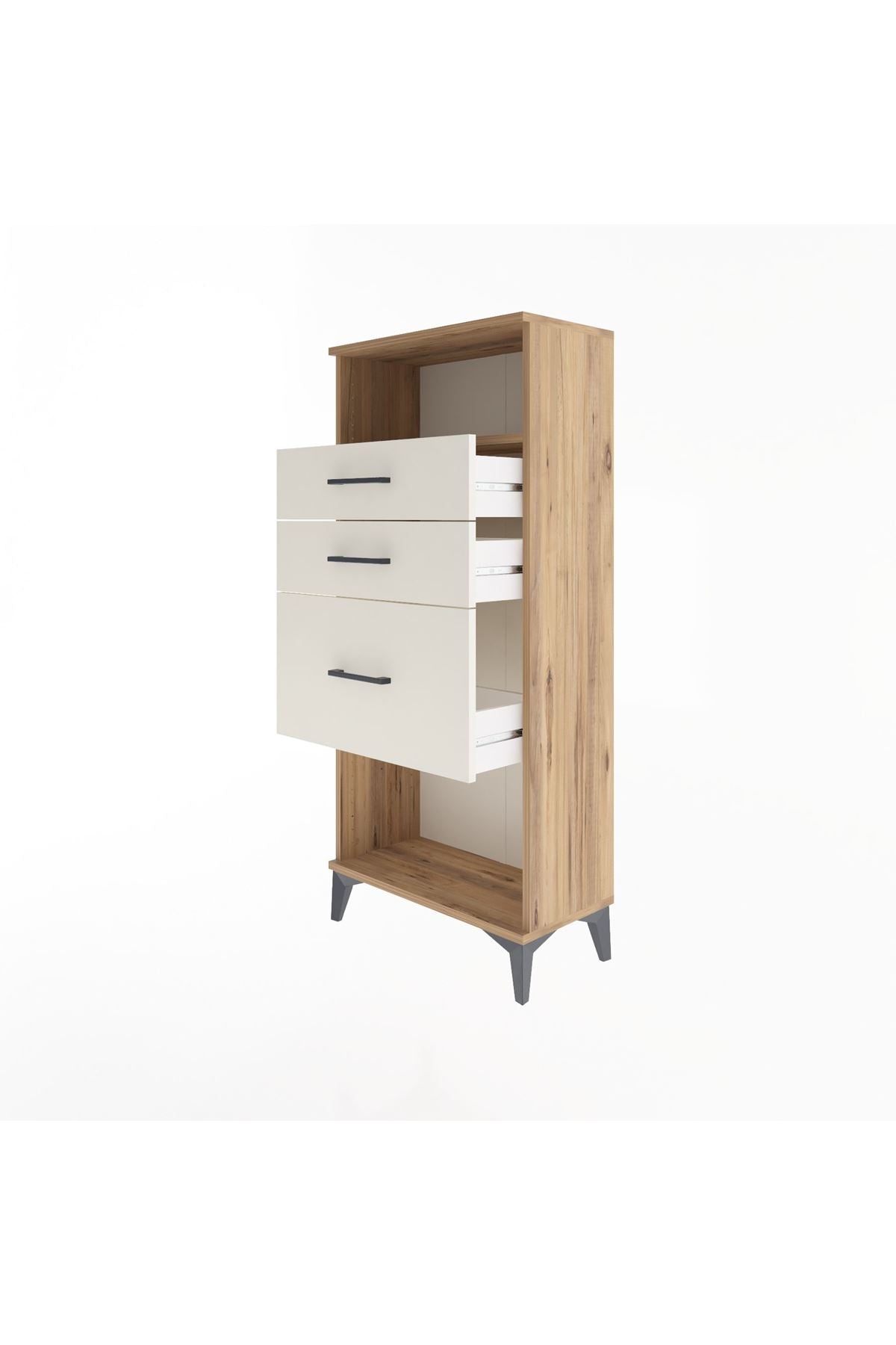 Arges Dolap Tek Raflı 3 Çekmeceli 60x30x134 Çam-Aytaşı