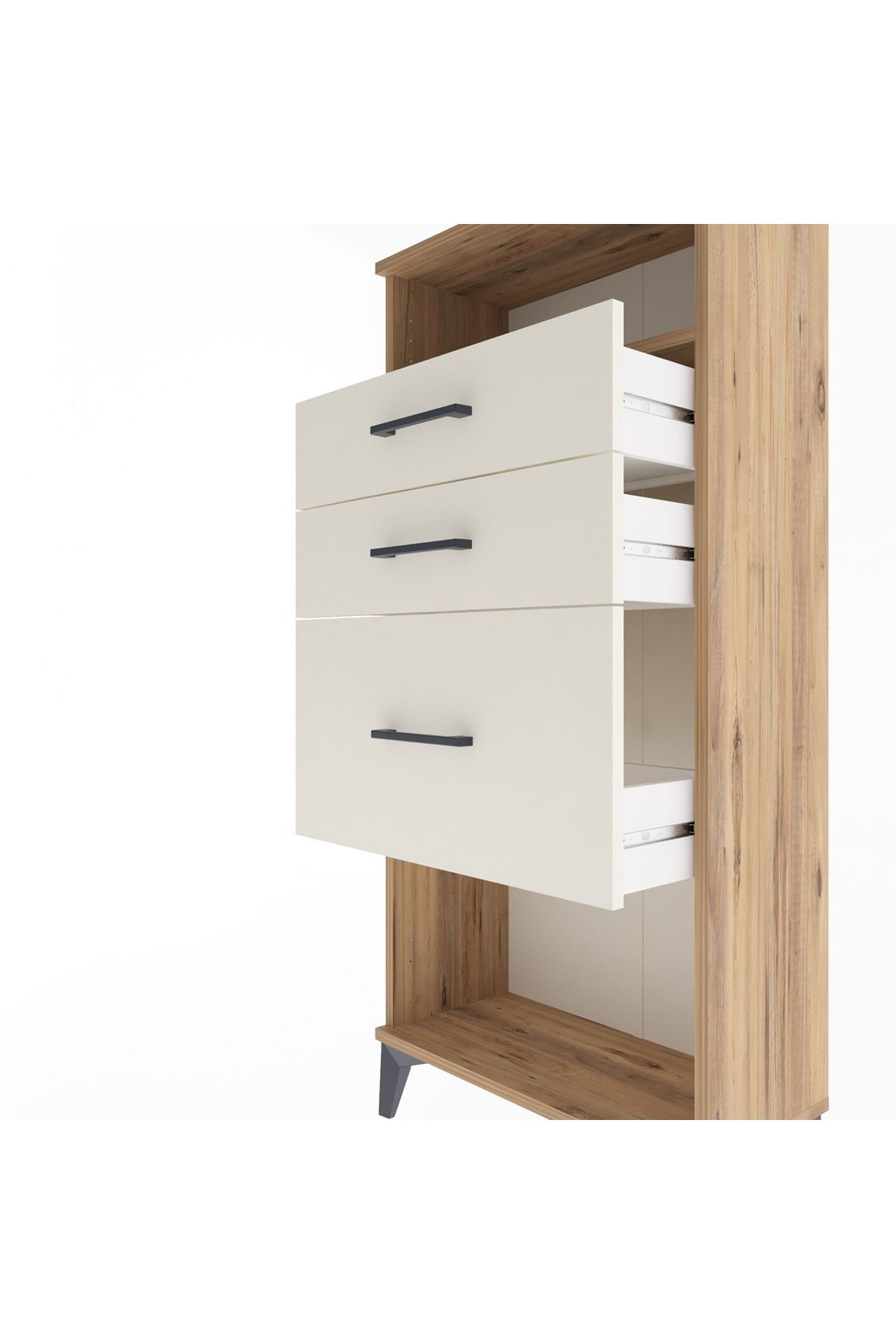 Arges Dolap Tek Raflı 3 Çekmeceli 60x30x134 Çam-Aytaşı
