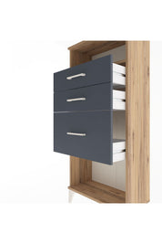 Arges Dolap Tek Raflı 3 Çekmeceli 60x30x134 Çam-Antrasit