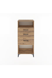 Arges Dolap Tek Raflı 3 Çekmeceli 60x30x134 Çam-Çam