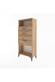 Arges Dolap Tek Raflı 3 Çekmeceli 60x30x134 Çam-Çam