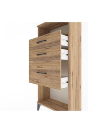 Arges Dolap Tek Raflı 3 Çekmeceli 60x30x134 Çam-Çam