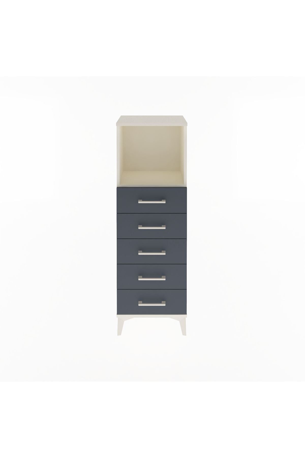 Arges Dolap Tek Raflı 5 Çekmeceli 44x30x134 Aytaşı-Antrasit