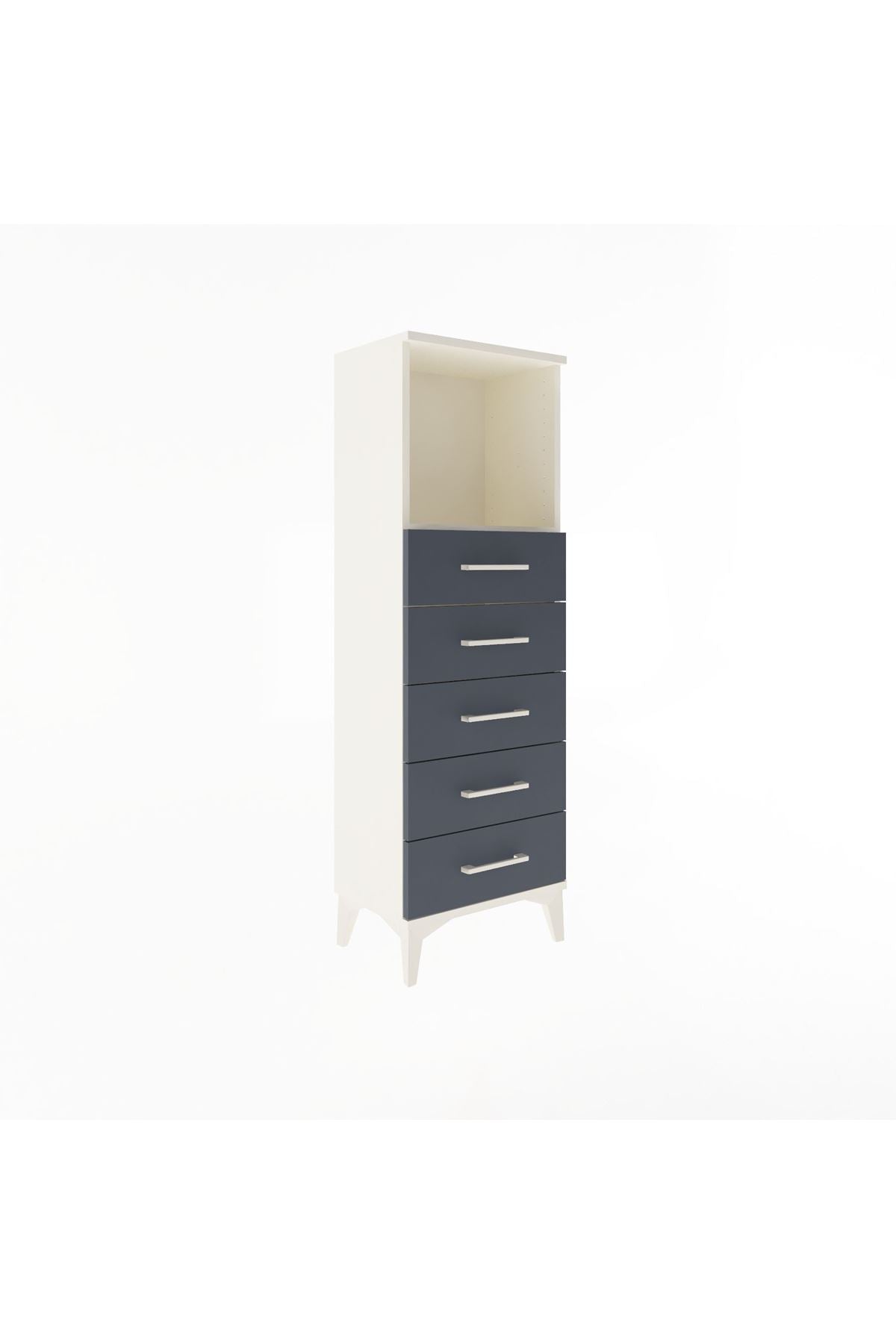 Arges Dolap Tek Raflı 5 Çekmeceli 44x30x134 Aytaşı-Antrasit