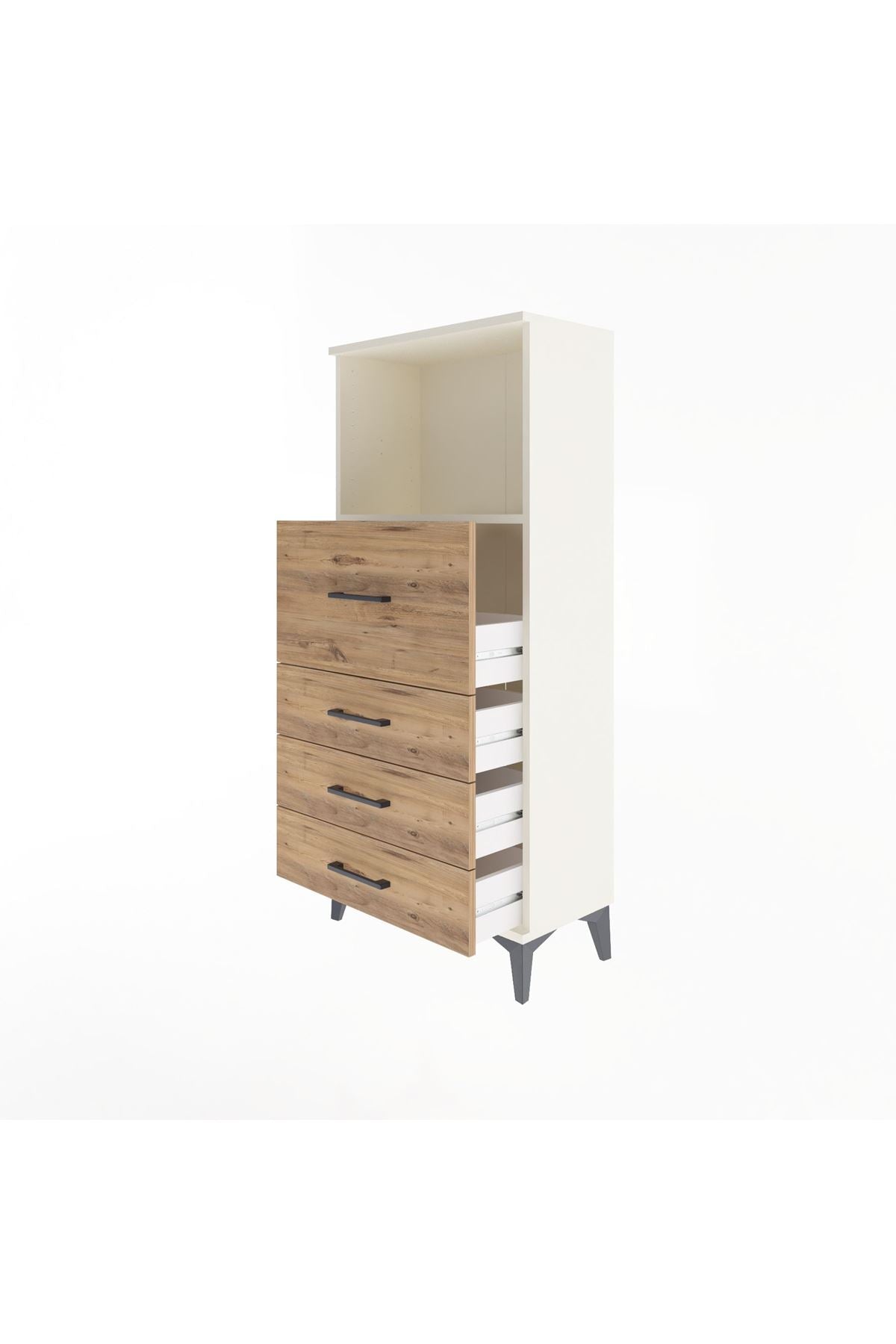 Arges Dolap Tek Raflı 4 Çekmeceli 60x30x134 Aytaşı-Çam