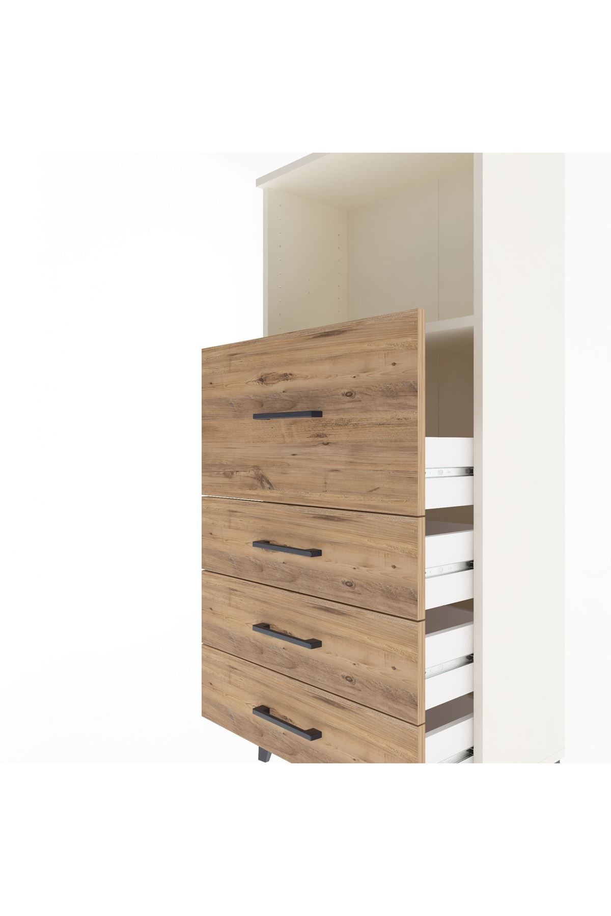 Arges Dolap Tek Raflı 4 Çekmeceli 60x30x134 Aytaşı-Çam