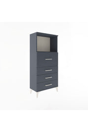 Arges Dolap Tek Raflı 4 Çekmeceli 60x30x134 Antrasit-Antrasit