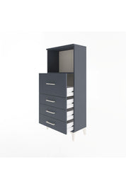 Arges Dolap Tek Raflı 4 Çekmeceli 60x30x134 Antrasit-Antrasit