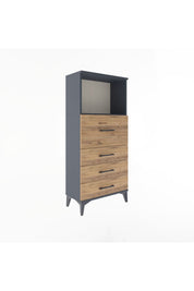 Arges Dolap Tek Raflı 4 Çekmeceli 60x30x134 Antrasit-Çam