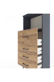 Arges Dolap Tek Raflı 4 Çekmeceli 60x30x134 Antrasit-Çam