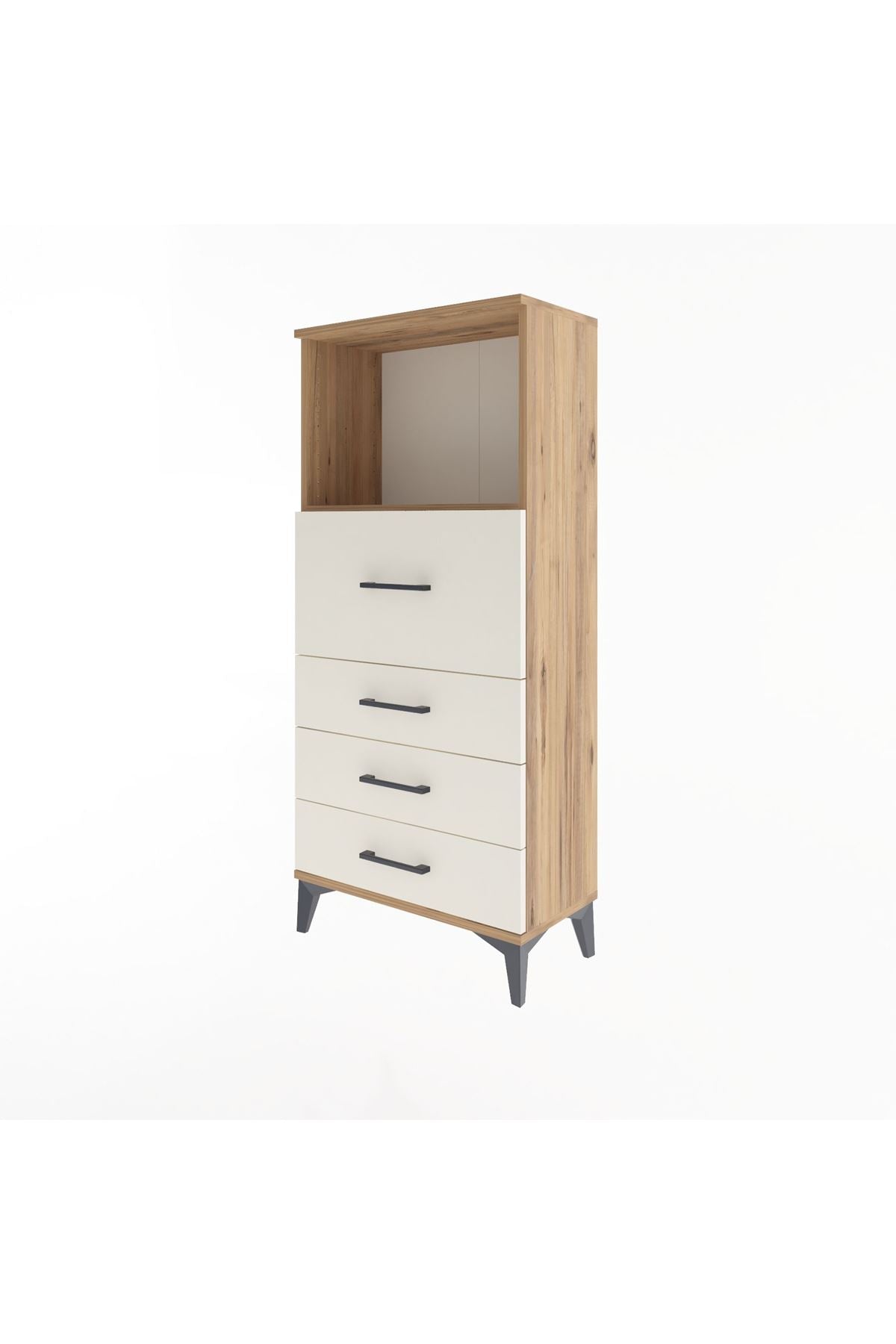 Arges Dolap Tek Raflı 4 Çekmeceli 60x30x134 Çam-Aytaşı