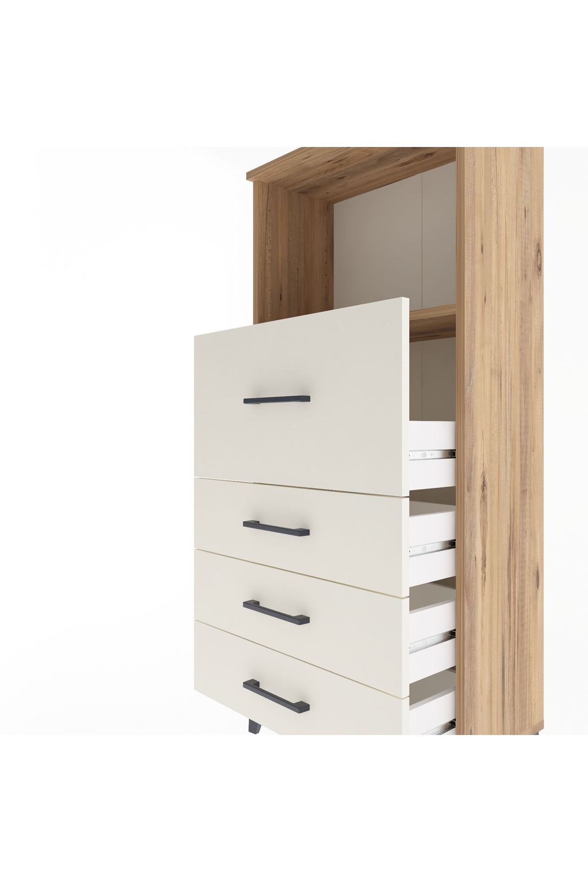 Arges Dolap Tek Raflı 4 Çekmeceli 60x30x134 Çam-Aytaşı