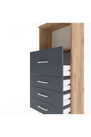 Arges Dolap Tek Raflı 4 Çekmeceli 60x30x134 Çam-Antrasit