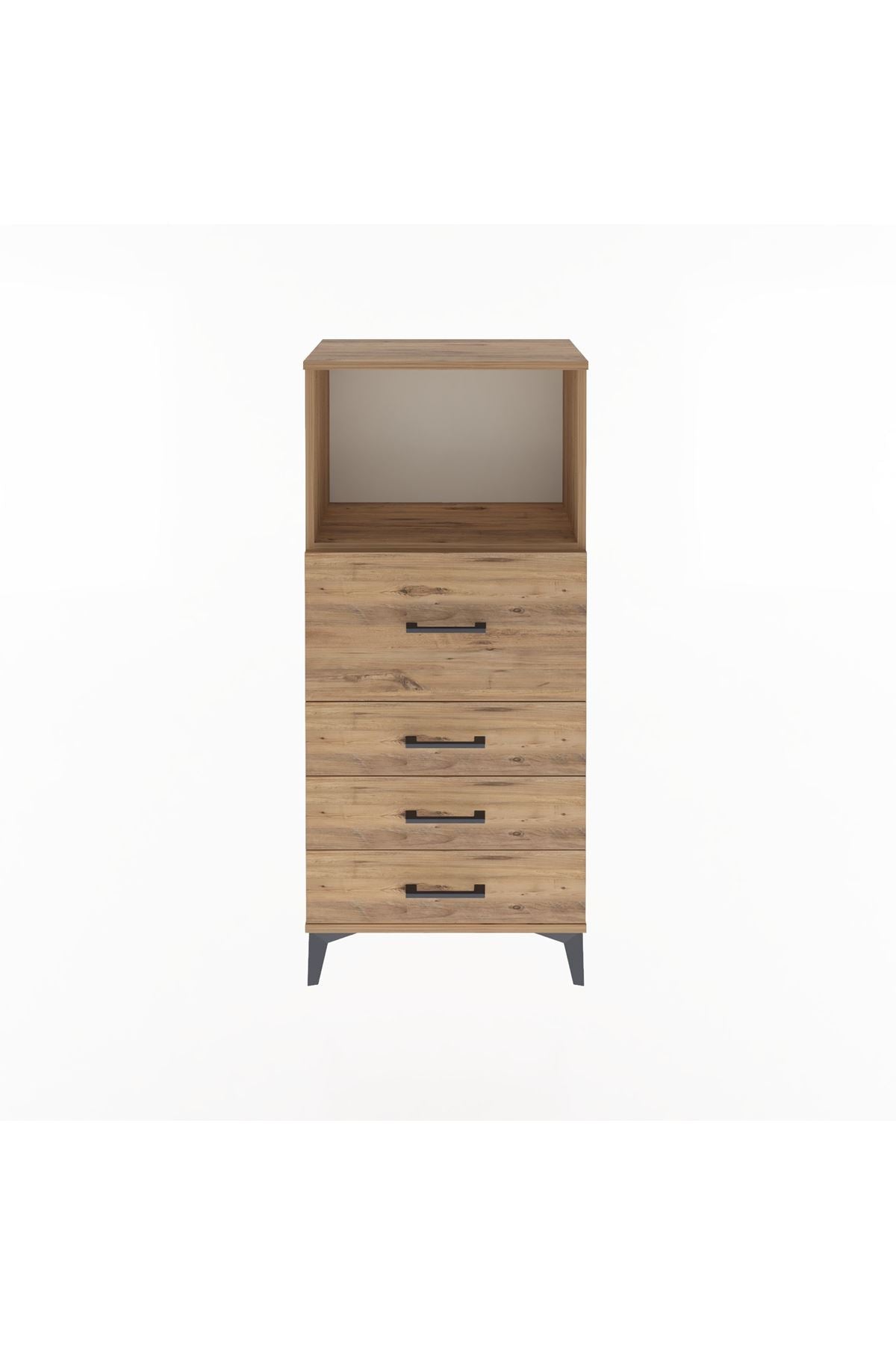 Arges Dolap Tek Raflı 4 Çekmeceli 60x30x134 Çam-Çam