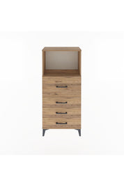 Arges Dolap Tek Raflı 4 Çekmeceli 60x30x134 Çam-Çam