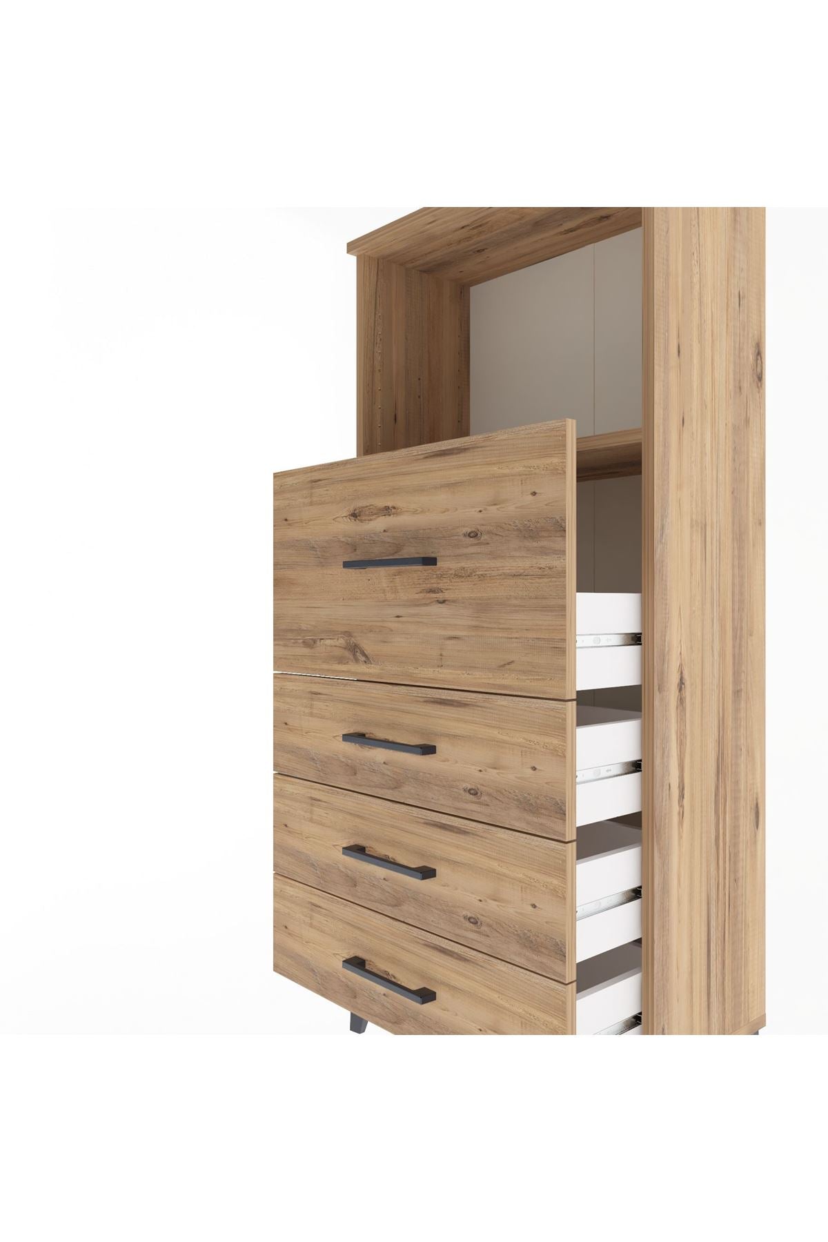 Arges Dolap Tek Raflı 4 Çekmeceli 60x30x134 Çam-Çam