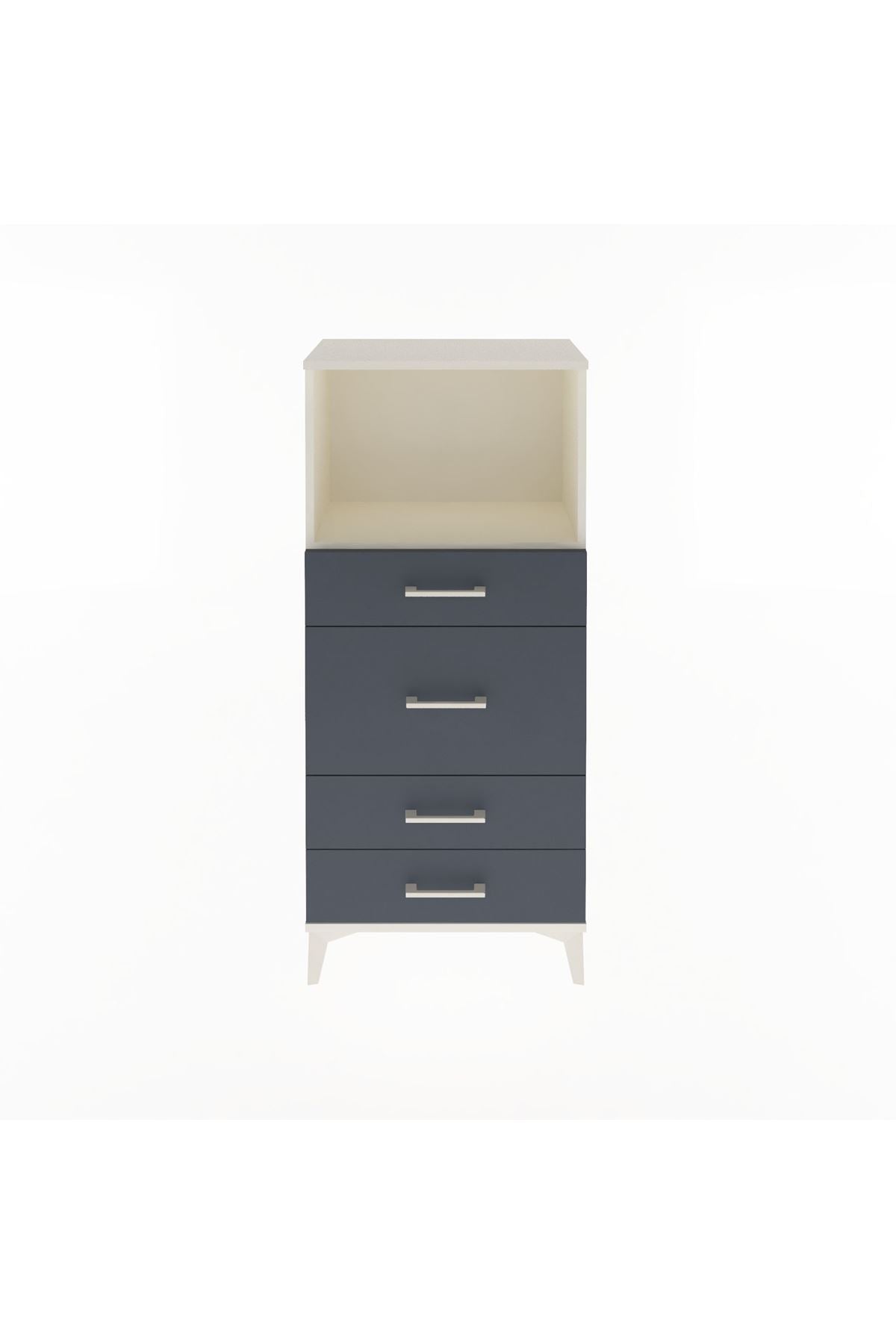 Arges Dolap Tek Raflı 4 Çekmeceli 60x30x134 Aytaşı-Antrasit