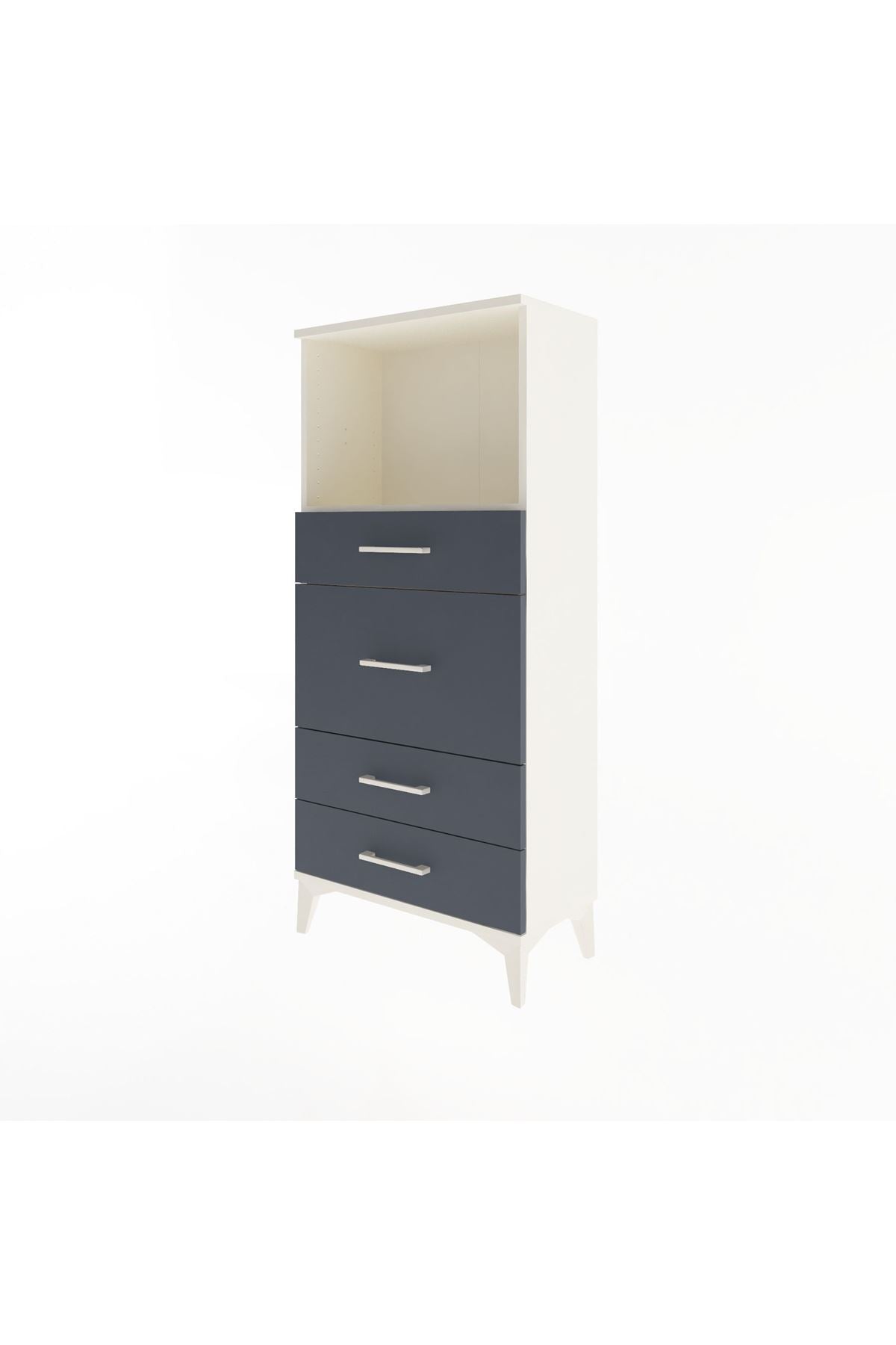 Arges Dolap Tek Raflı 4 Çekmeceli 60x30x134 Aytaşı-Antrasit