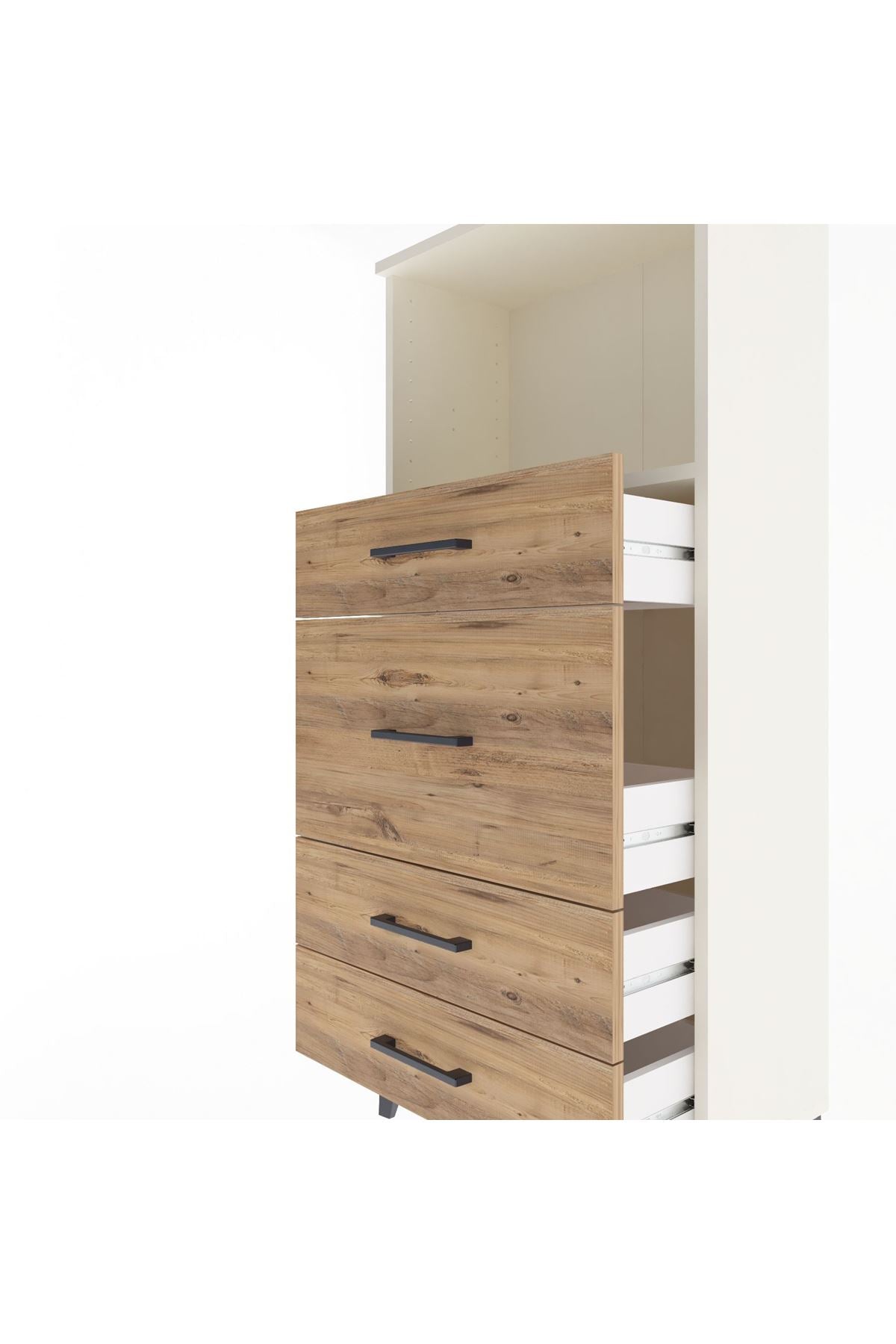 Arges Dolap Tek Raflı 4 Çekmeceli 60x30x134 Aytaşı-Çam