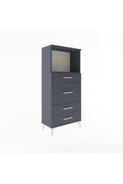 Arges Dolap Tek Raflı 4 Çekmeceli 60x30x134 Antrasit-Antrasit