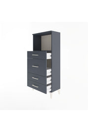 Arges Dolap Tek Raflı 4 Çekmeceli 60x30x134 Antrasit-Antrasit