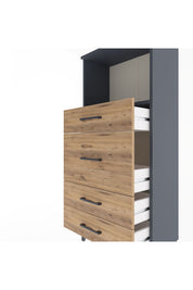 Arges Dolap Tek Raflı 4 Çekmeceli 60x30x134 Antrasit-Çam