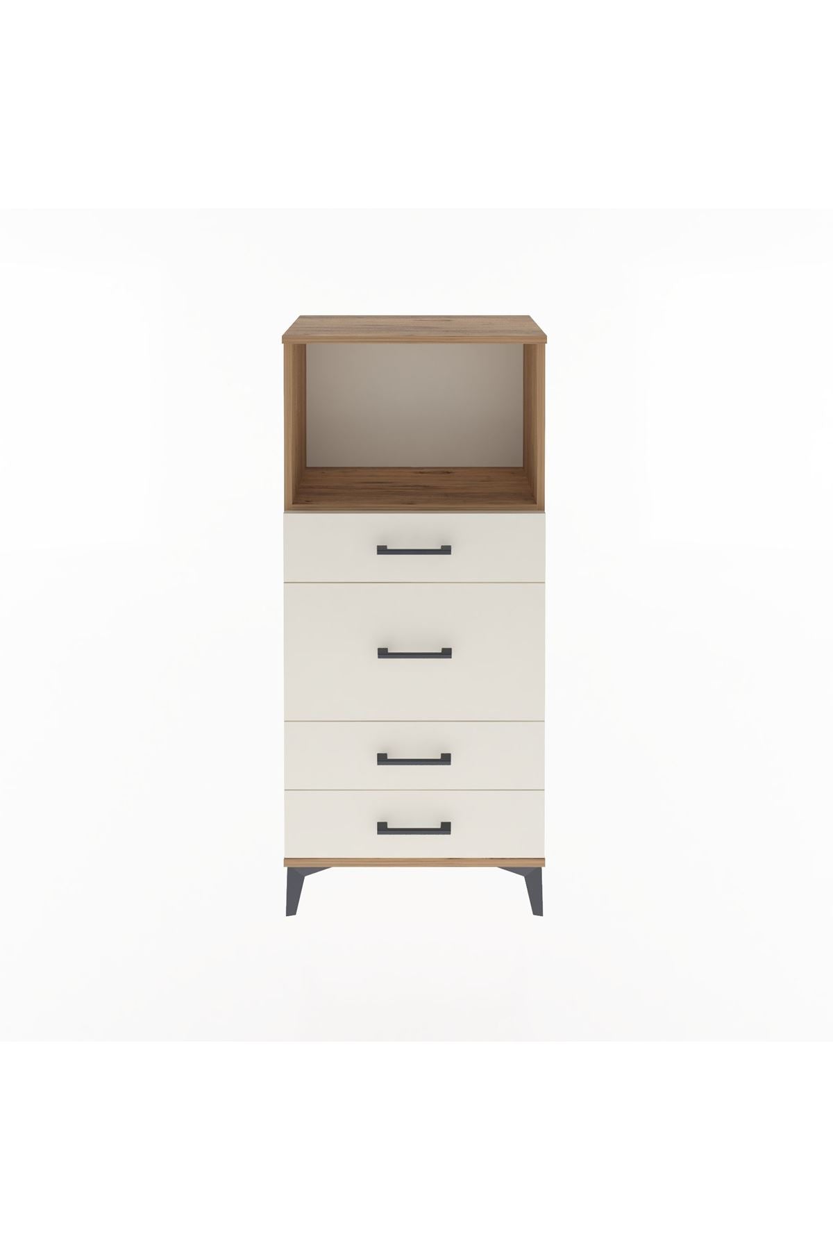Arges Dolap Tek Raflı 4 Çekmeceli 60x30x134 Çam-Aytaşı