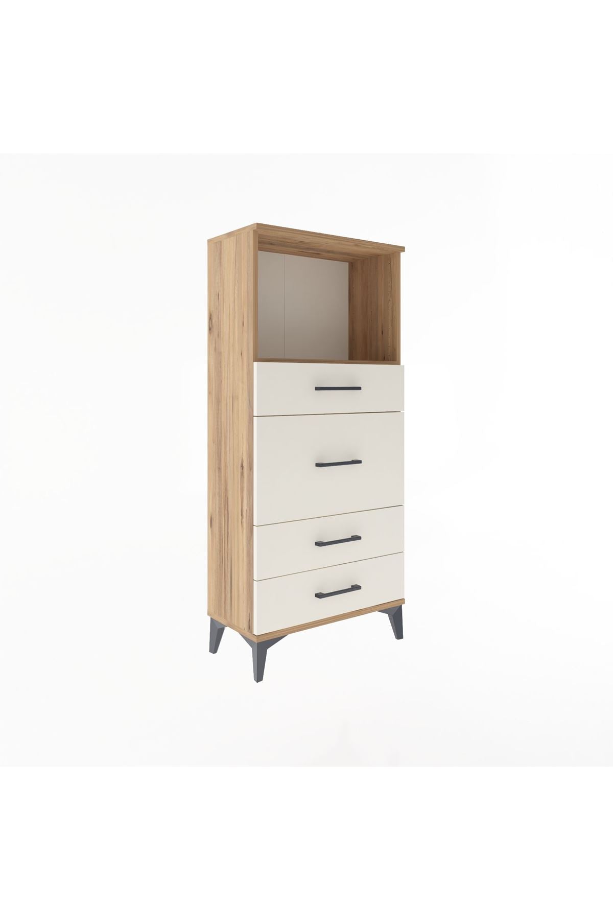 Arges Dolap Tek Raflı 4 Çekmeceli 60x30x134 Çam-Aytaşı