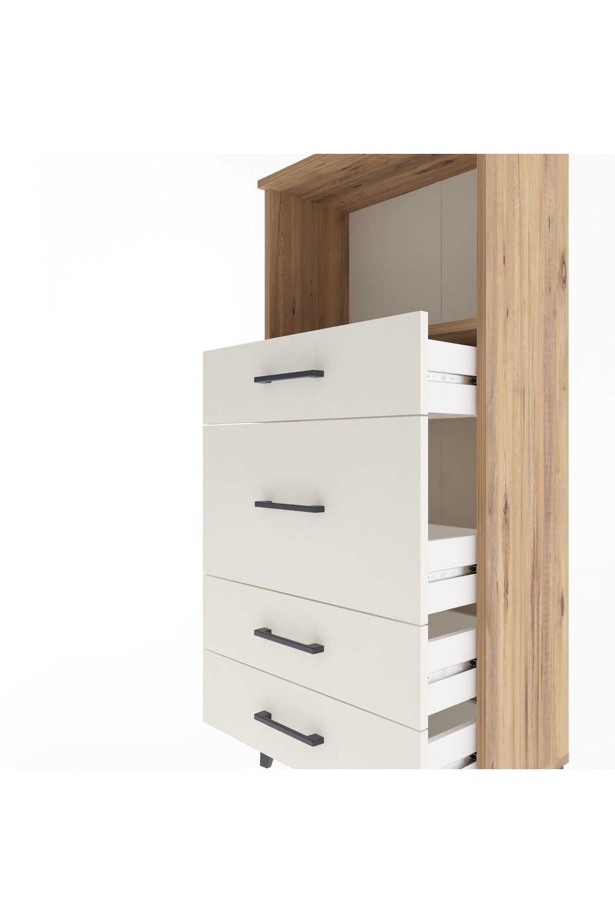 Arges Dolap Tek Raflı 4 Çekmeceli 60x30x134 Çam-Aytaşı