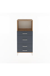 Arges Dolap Tek Raflı 4 Çekmeceli 60x30x134 Çam-Antrasit