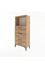Arges Dolap Tek Raflı 4 Çekmeceli 60x30x134 Çam-Çam