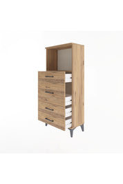 Arges Dolap Tek Raflı 4 Çekmeceli 60x30x134 Çam-Çam