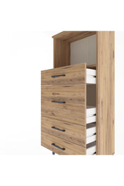 Arges Dolap Tek Raflı 4 Çekmeceli 60x30x134 Çam-Çam