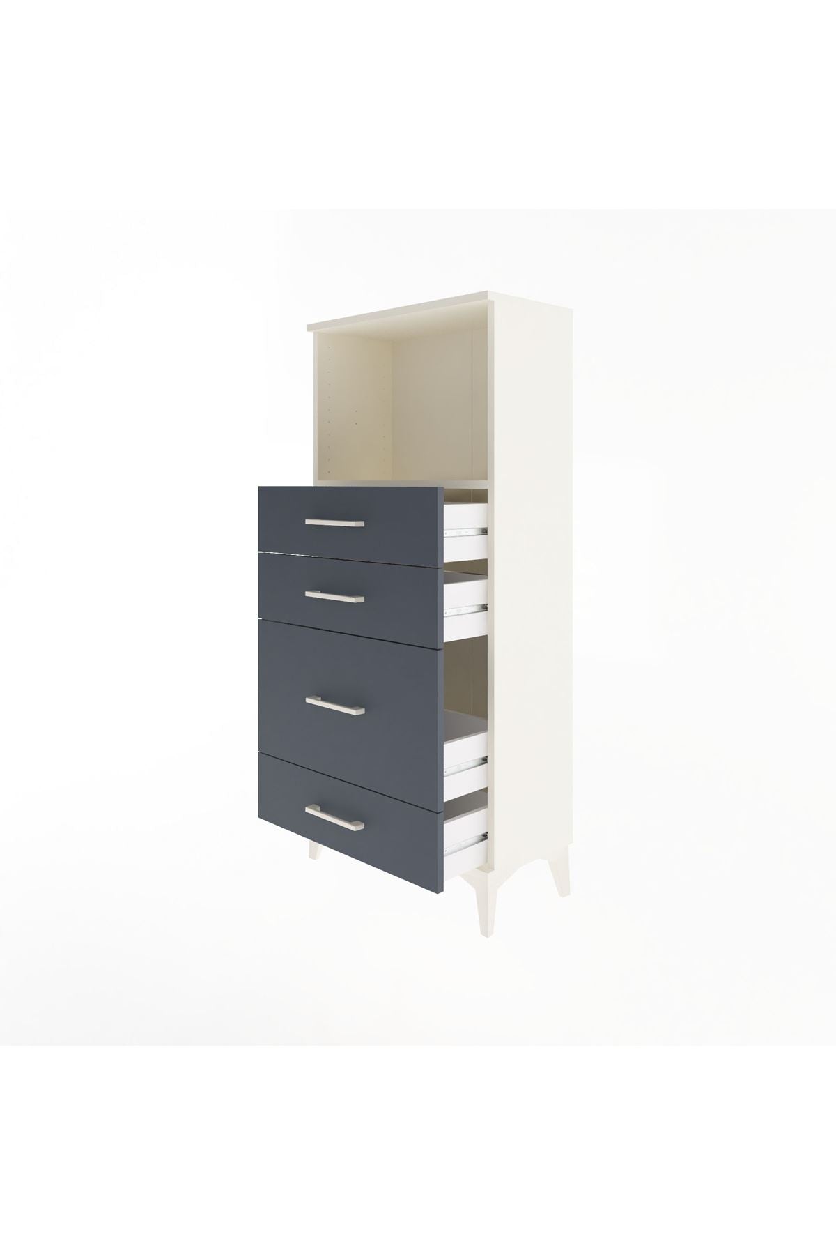 Arges Dolap Tek Raflı 4 Çekmeceli 60x30x134 Aytaşı-Antrasit