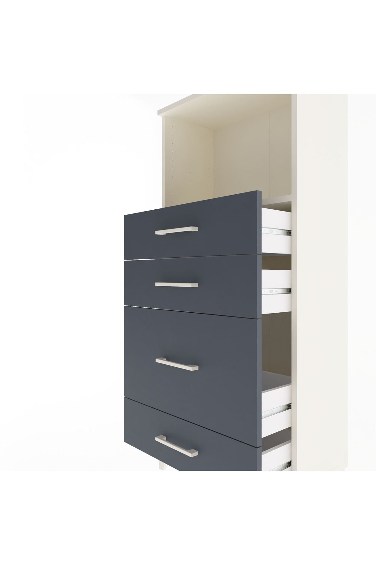 Arges Dolap Tek Raflı 4 Çekmeceli 60x30x134 Aytaşı-Antrasit