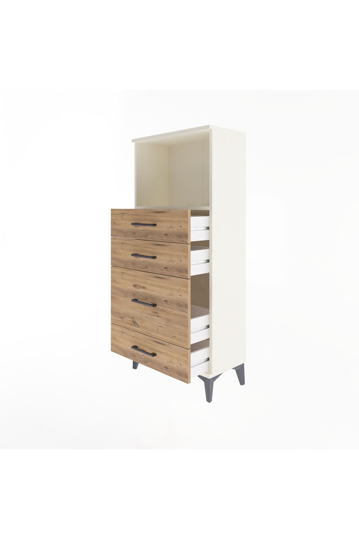 Arges Dolap Tek Raflı 4 Çekmeceli 60x30x134 Aytaşı-Çam