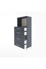 Arges Dolap Tek Raflı 4 Çekmeceli 60x30x134 Antrasit-Antrasit